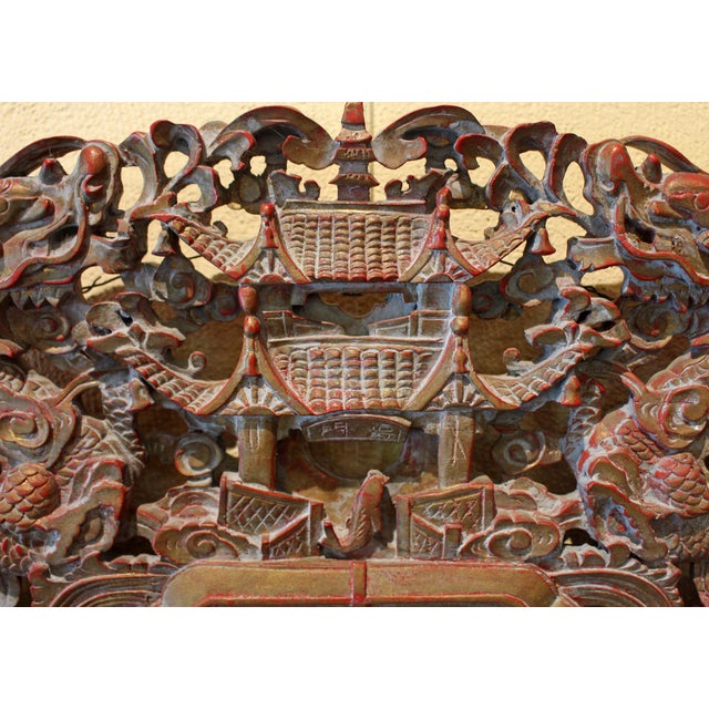 Chinese Mid-20th Century Carved Chinese Panel For Sale - Image 3 of 5