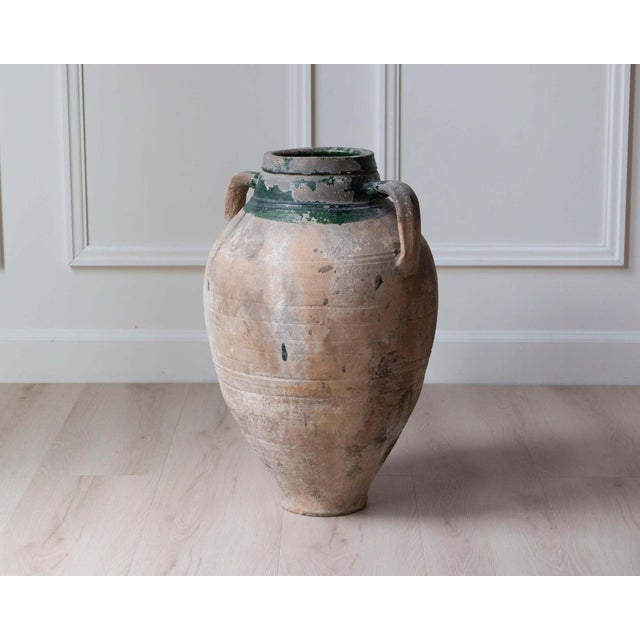 Rustic European 19th Century Balkan Terracotta Jar with Green Drip Glaze For Sale - Image 3 of 8