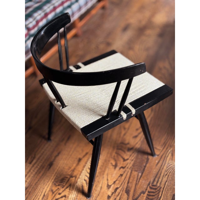 1960s Set of Four Attributed George Nakashima Designed Lacquered Grass Seated Chairs 1960s National Institute of Design India For Sale - Image 5 of 6