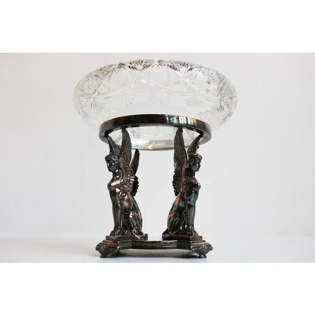 Antique Art Nouveau Egyptian Revival Centerpiece in Silver-Plated Crystal Glass from WMF, 1890s For Sale - Image 10 of 12