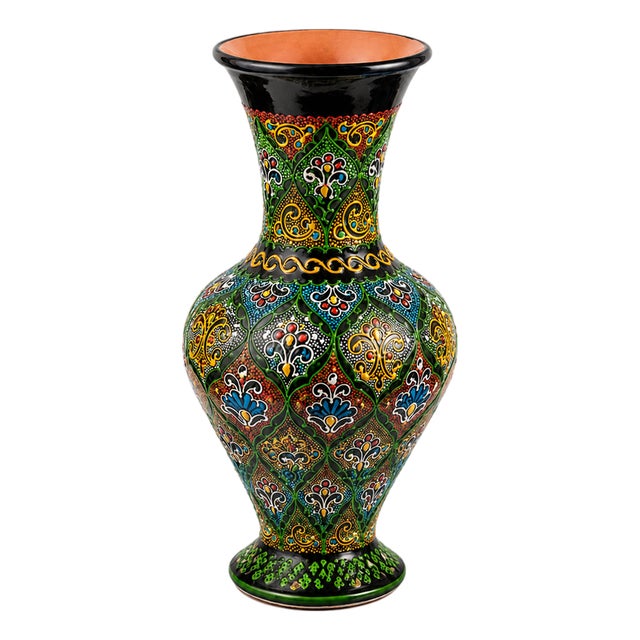 One-of-a-Kind Uzbek Arabesque Ceramic Vase For Sale