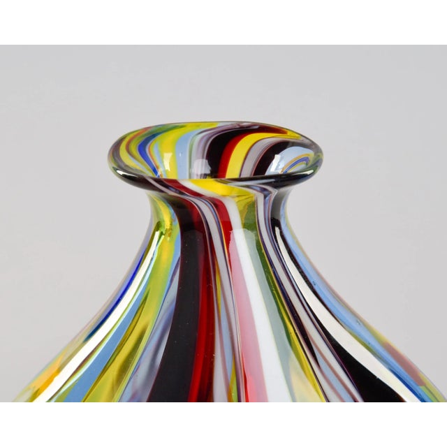 Glass Vintage Multi Color Signed Fabiano Zanchi Murano Glass Vase For Sale - Image 7 of 10