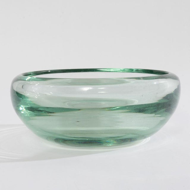 Mid 20th Century Signed Andre' Thuret Green French Art Deco Glass Bowl, Paris 1930s For Sale - Image 5 of 7