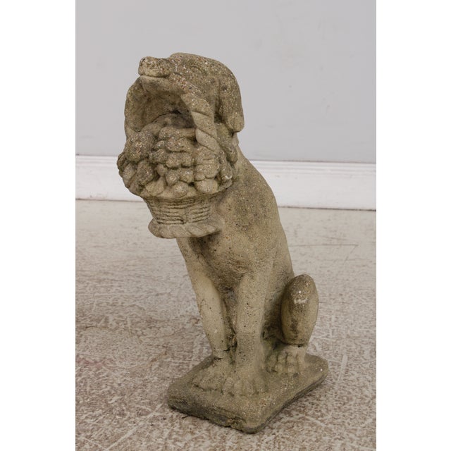 Vintage Weathered Concrete Garden Dog Statue For Sale In Philadelphia - Image 6 of 15