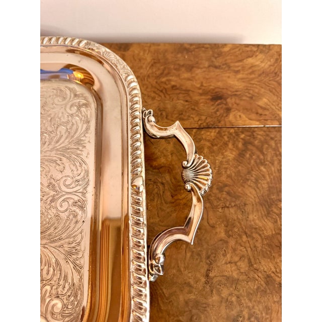 Antique Edwardian Silver-Plated Tray, 1900 For Sale - Image 3 of 5