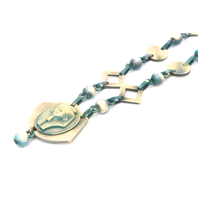 Vintage Egyptian Revival Celluloid Necklace, 1930's For Sale - Image 4 of 8