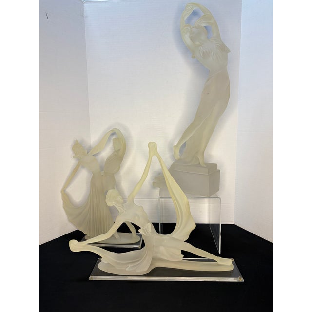 Tall Frosted Lucite Figurine Dancing For Sale - Image 9 of 9