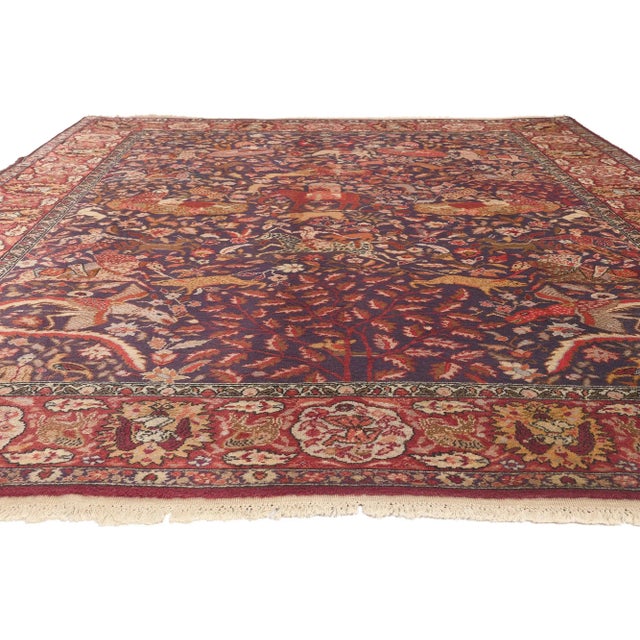 Antique Indian Agra Hunting Rug, 08'07 X 11'04 For Sale - Image 4 of 11