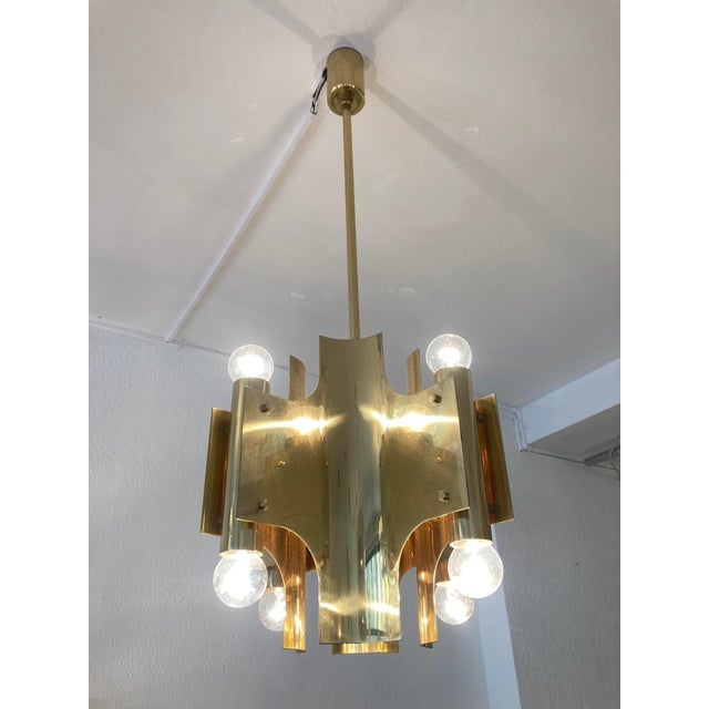 Vintage Italian Brass Pendant by Gaetano Sciolari, 1970 For Sale - Image 15 of 15