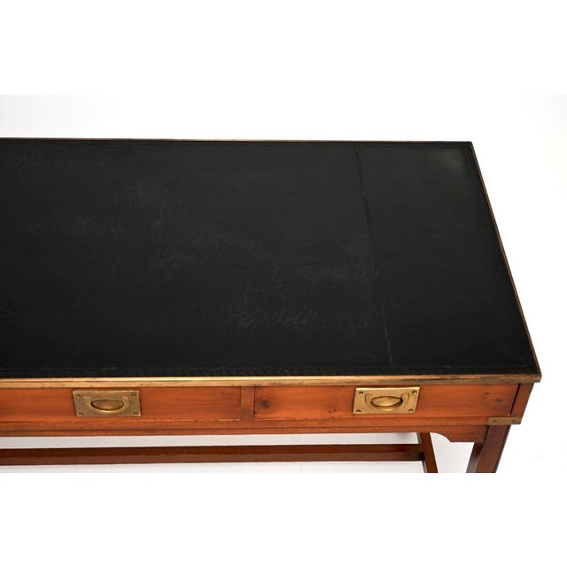 Metal Antique Military Campaign Desk in Yew Wood, 1950s For Sale - Image 7 of 10