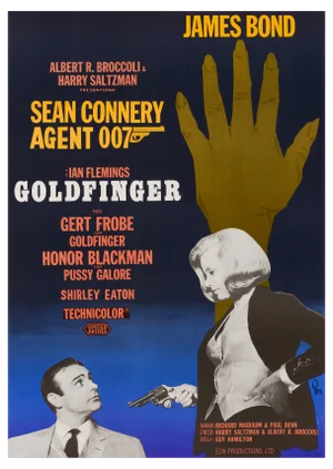 James Bond "Goldfinger" Original Vintage Film Poster by Gosta Aberg, Swedish, 1965