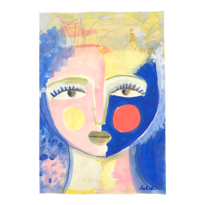 Contemporary Original Painting by Cassandra Auker, “Face in Summer Colors”
