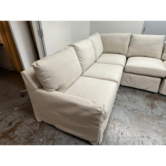 Lee Industries With Marie Flora Linen Coverall Sectional For Sale - Image 11 of 12
