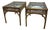 1960s Palm Beach Regency Mid-Century Bamboo & Lattice Rattan Glass Top Side Table Pair For Sale