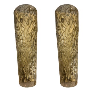 Gilded Murano Glass Wall Lights, Set of 2 For Sale