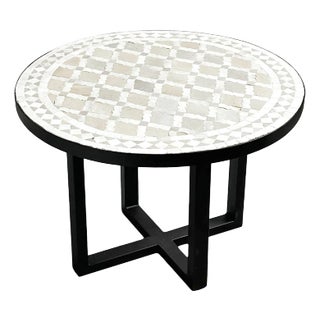 Mosaic Beige & White Side Table For Sale