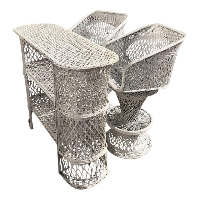 Mid Century Spun Fiberglass Barstool and Dry Bar Set by Woodard For Sale