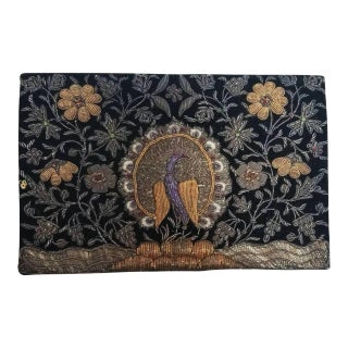 1930s Zardozi Indian Clutch With Peacock & Gold Metal Thread For Sale