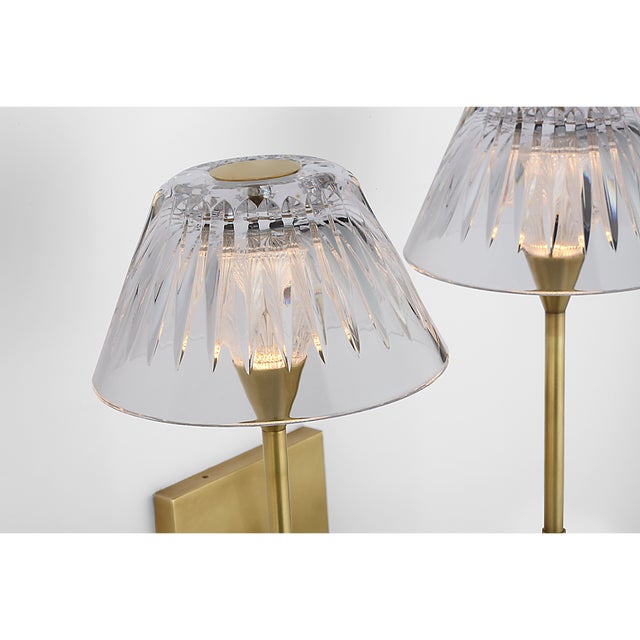 Modern Waterford for Visual Comfort Signature Blaze 19" 2 Light Tail Sconce in Natural Brass with Clear Crystal For Sale - Image 3 of 14