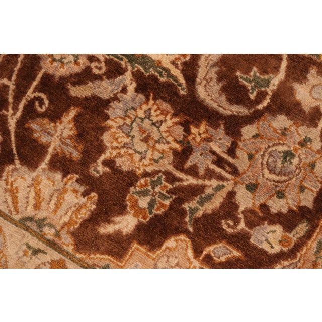 Shabby Chic Medallion 1990's Pak-Persian Brown/Tan Wool Rug - 6'2'' X 9'4'' For Sale - Image 3 of 9