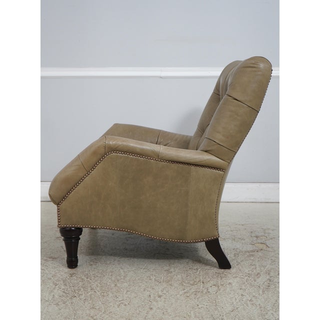 English Green Tufted Leather Lounge Chair W. Ottoman For Sale - Image 3 of 18