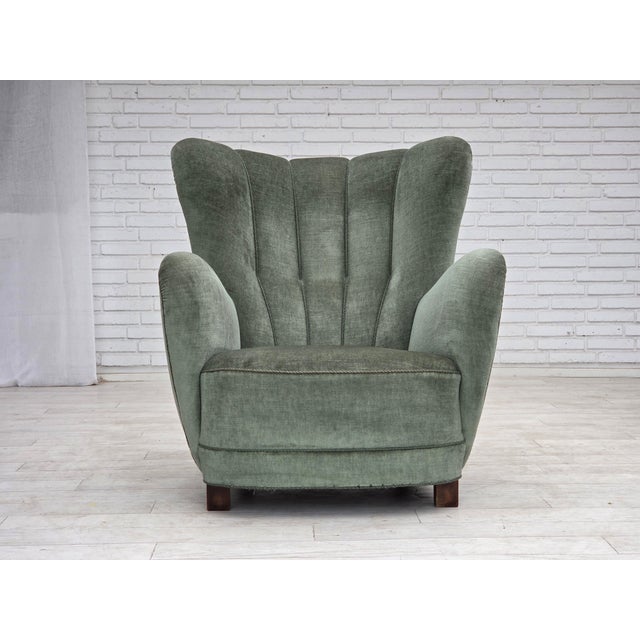 Danish High-Back Relax Chair in Velour and Ash, 1960s For Sale - Image 12 of 18