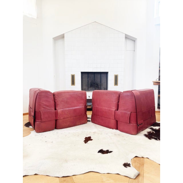 1964 Original 932-Quartet Leather Sofa Sectional Mario Bellini for Cassina, 2 Pieces For Sale - Image 16 of 17