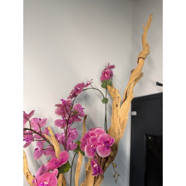Wood Botanical Mix Floor Orchid For Sale - Image 7 of 7