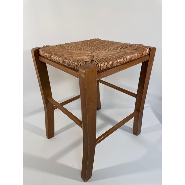 Charlotte Perriand Vintage Mid Century French Rush "Paille" Stool For Sale - Image 4 of 17