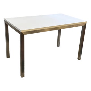 Crate & Barrel Parsons Stainles Steel + Laminate Dining Table For Sale