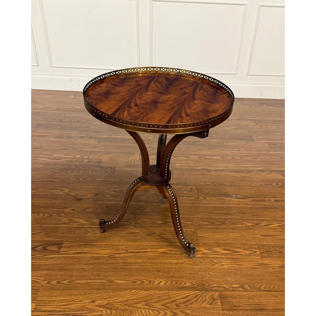 Pair of Traditional Round Mahogany Accent Tables by Leighton Hall - Showroom Samples For Sale - Image 13 of 14