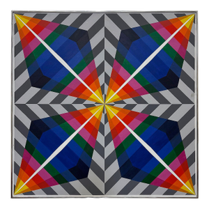 Gabe Silverman 1980s Abstract Op Art Painting on Canvas, Original Frame