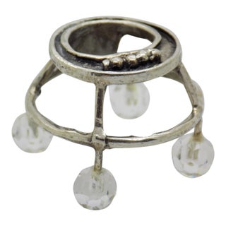 Vintage Italian Handmade Genuine Silver & Crystal Glass Baby Walker Rare Dollhouse Miniature For Sale