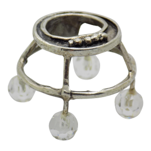 Vintage Italian Handmade Genuine Silver & Crystal Glass Baby Walker Rare Dollhouse Miniature
