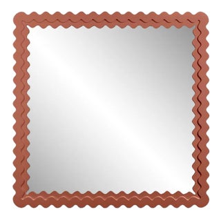 Fleur Home Carnival Chaos Square Mirror in Red Earth, 48x48 For Sale