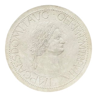 Vintage Roman Emperor Plaster Medallion For Sale
