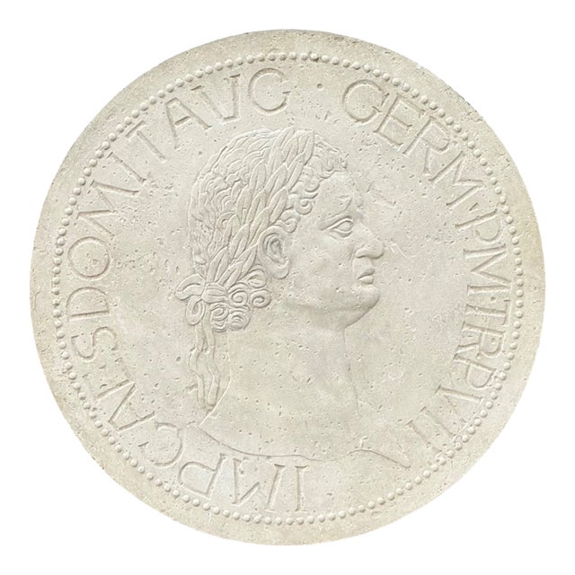 Vintage Roman Emperor Plaster Medallion For Sale