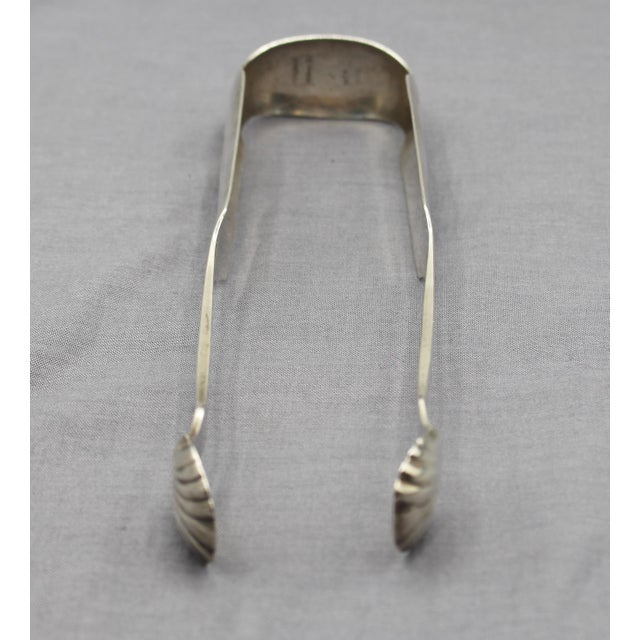 Metal Circa 1830 American Fiddle Pattern Coin Silver Sugar Tongs by J. Peters For Sale - Image 7 of 7