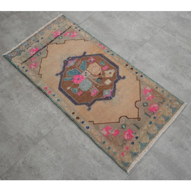 1970s Turkish Hand Made Distressed Rug - 1'10" X 3'9" For Sale - Image 5 of 6