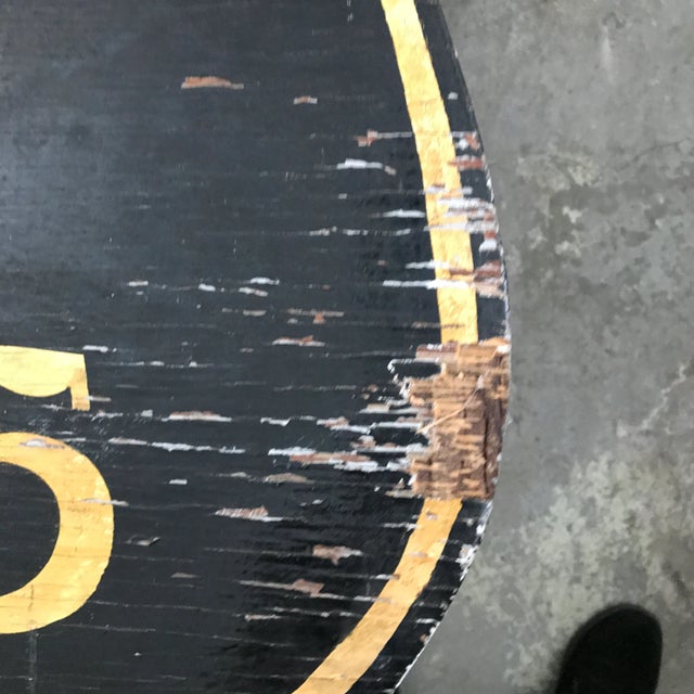 Metal Mayer Oil Co..Black Painted Wood Gold Leaf Wood Gasoline Petrol Sign For Sale - Image 7 of 13