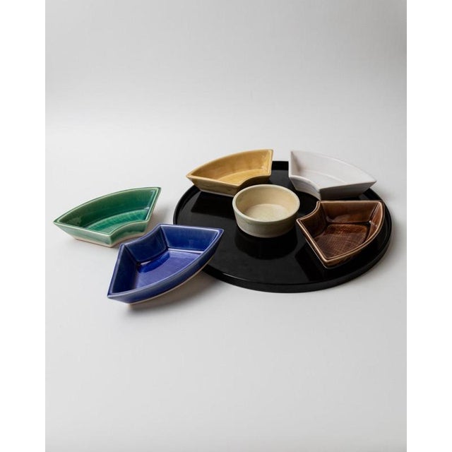 Vintage Japanese Studio Ceramic Snack Bowls with Outer Shell and Integrated Tray, 1980s, Set of 2 For Sale - Image 3 of 14