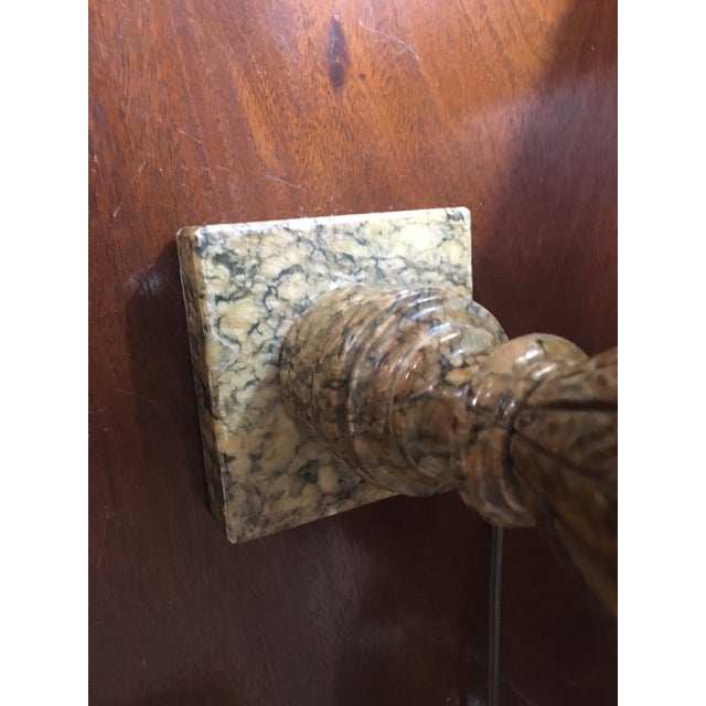 Stone Antique Italian Polished Pink and Black Marble Petite Table Lamp Pair For Sale - Image 7 of 9