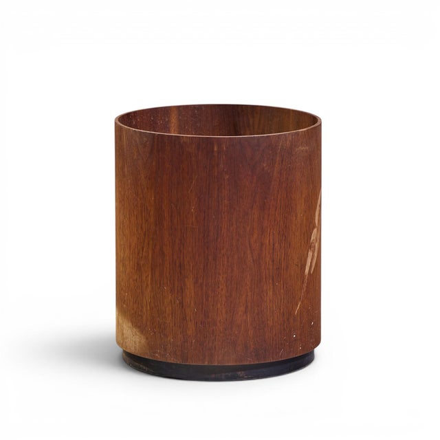 Jens Risom Jens Risom Mid Century Walnut Waste Basket For Sale - Image 4 of 5