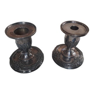 Vintage Silverplate Reed & Barton Candlestick Holders Pair 1035 For Sale