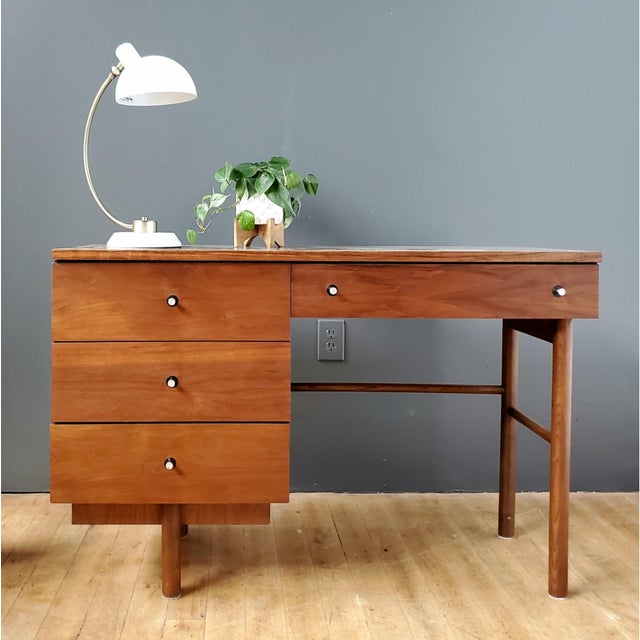 Mid-Century Modern 60s Mid-Century Walnut Writing Desk by Stanley For Sale - Image 3 of 9