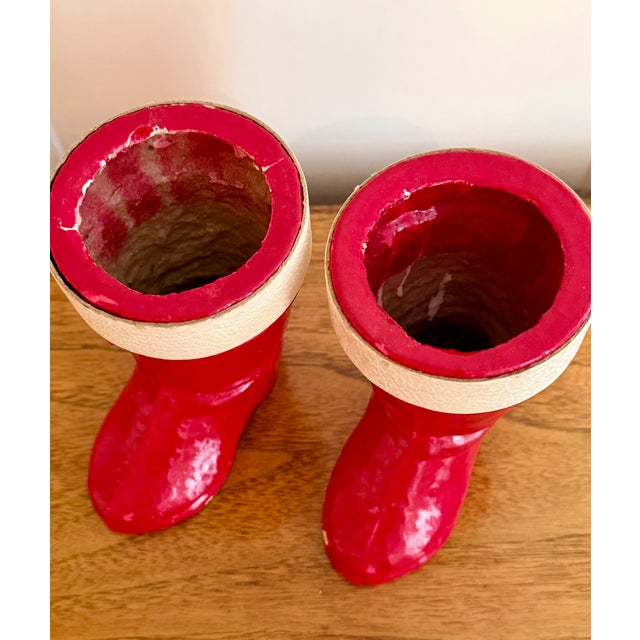 Wonderful 1930s pulp paper mache Santa boot candy holders for St. Nick's Day in Germany--perfect for your holiday decor!...