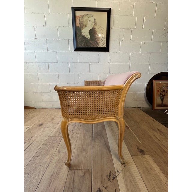 John Widdicomb Hollywood Regency Louis XV Style Washed Caned Loveseat Serpentine Frame For Sale - Image 4 of 11