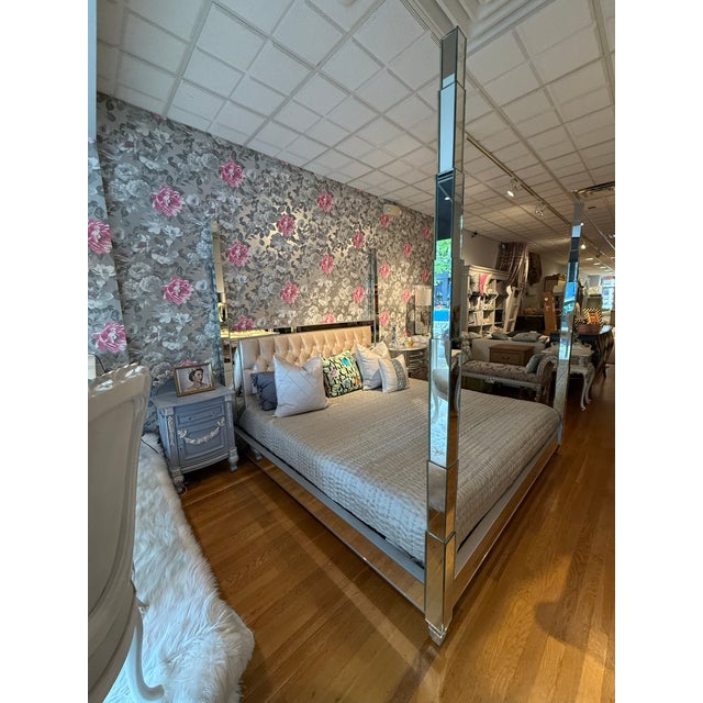 Mirrored Four Poster Bed King For Sale - Image 10 of 12