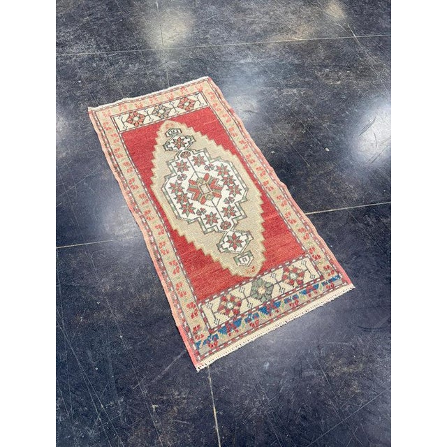 Turkish Mini Rug Oriental Hand Knotted Vintage Rug 1'8" x 3'3" #17084 For Sale In Houston - Image 6 of 8