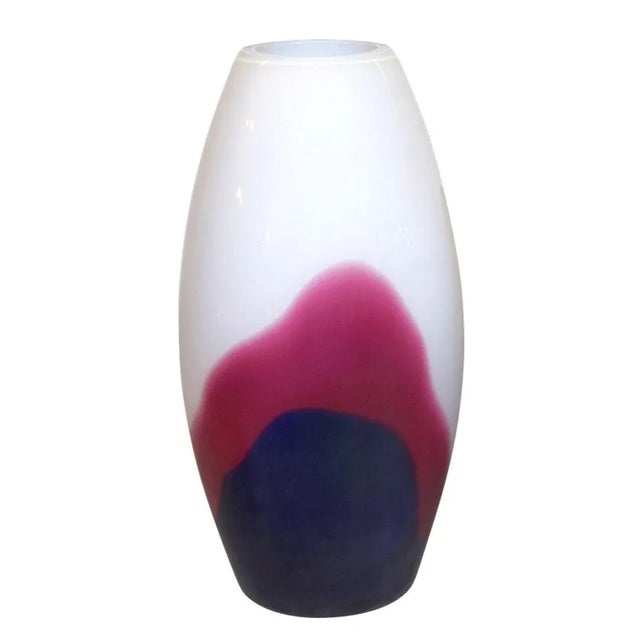 Formia 1980 Italian Vintage Purple Blue White Murano Glass Sleek Design Vase For Sale - Image 10 of 10
